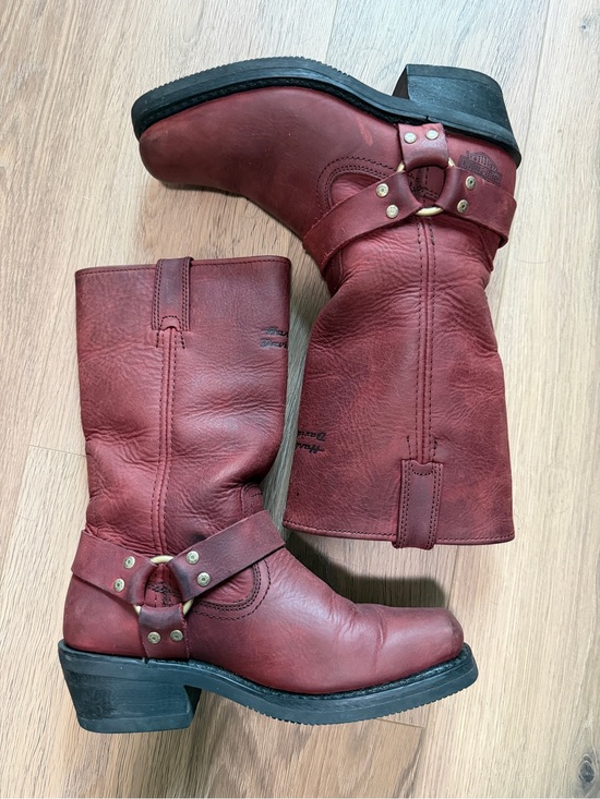 Harley-Davidson Shoes - vintage Harley-Davidson Women's Burgundy Leather Harness Boots size 8/8.5